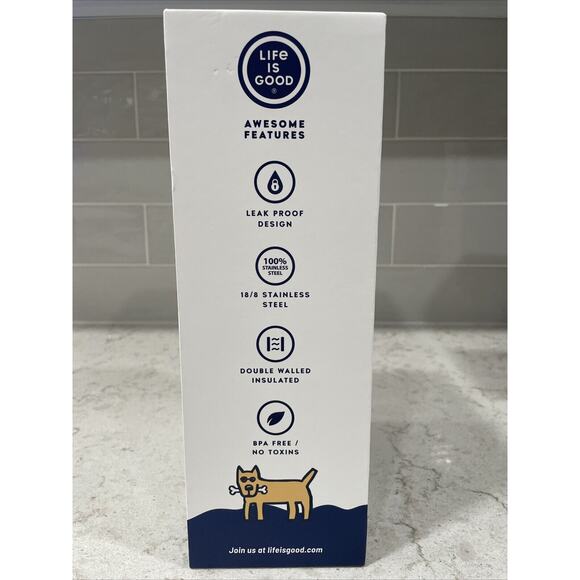 DOG 32oz Stainless Steel Life is Good Tumbler Cup Boxed Set Straw & Brush Handle - Picture 4 of 6